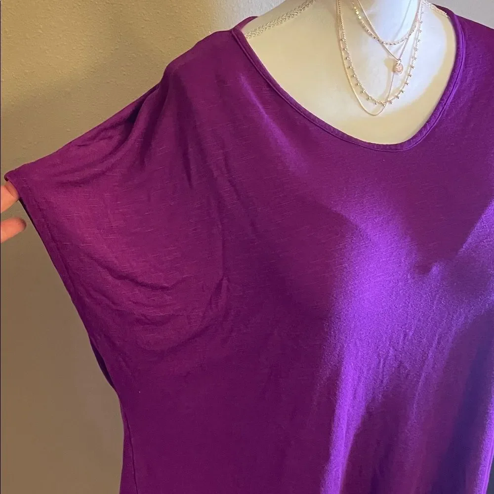 Lane Bryant Rich Purple Short Sleeve Top - Picture 3 of 5